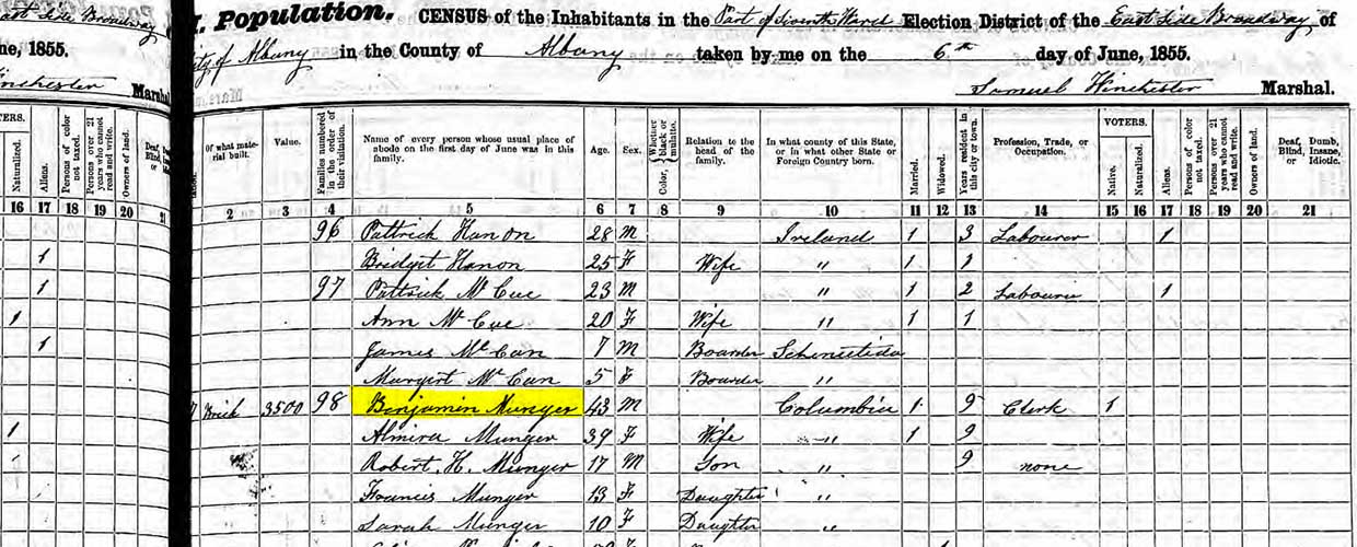 Partial View of 1855 Census from Albany New York Found for Free through Ancestry and New York Archives and Library Partnership Partial View of 1855 Census from Albany New York Found for Free through Ancestry and New York Archives and Library Partnership