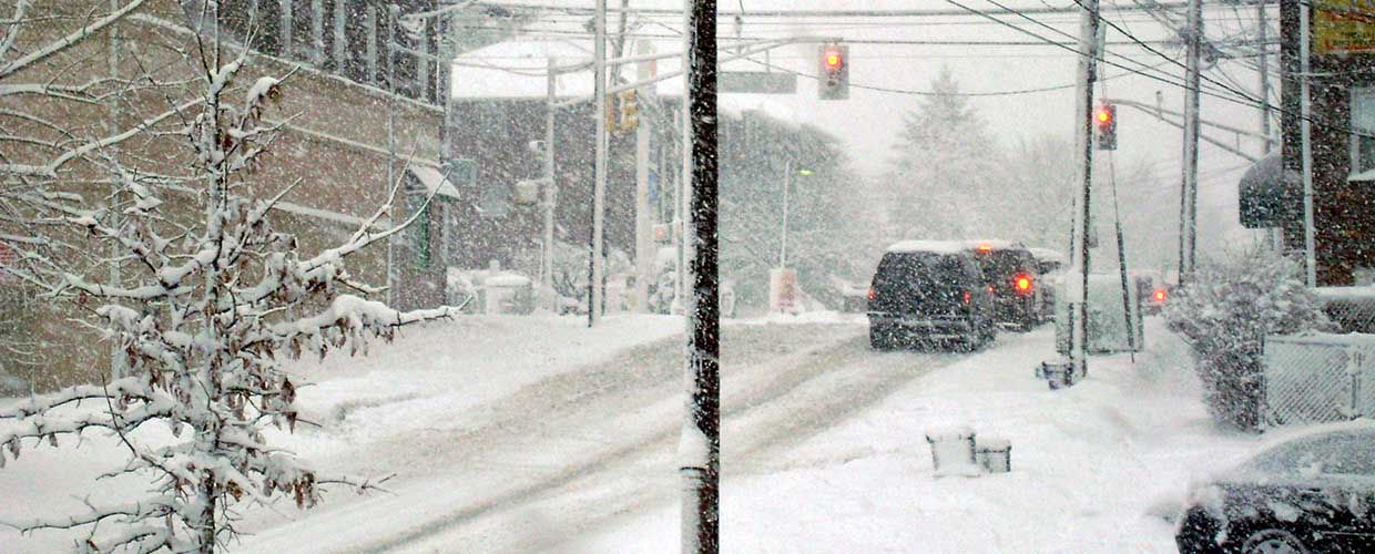 Snow covered roadways